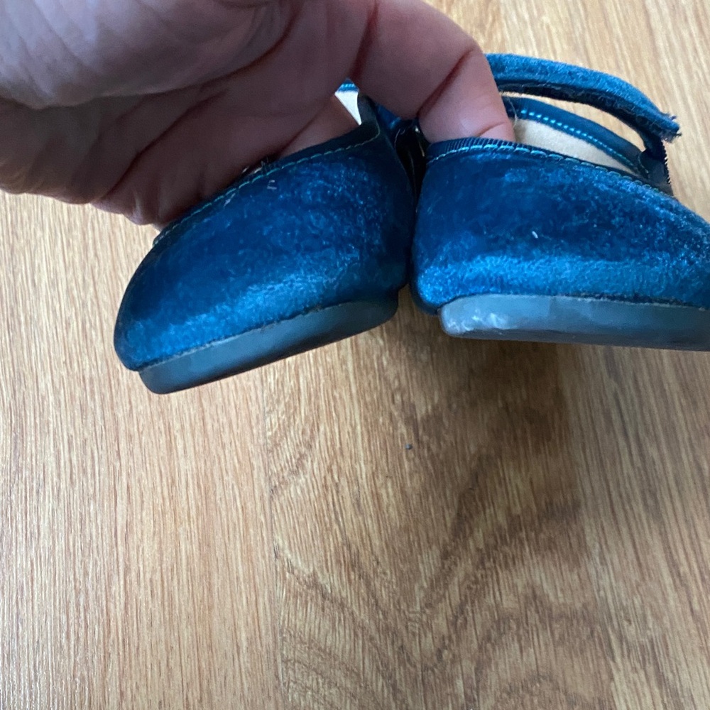 Velvet Navy Mary Jane Kids Dress Shoes with Hook-and-Loop Strap - Picture 5 of 6